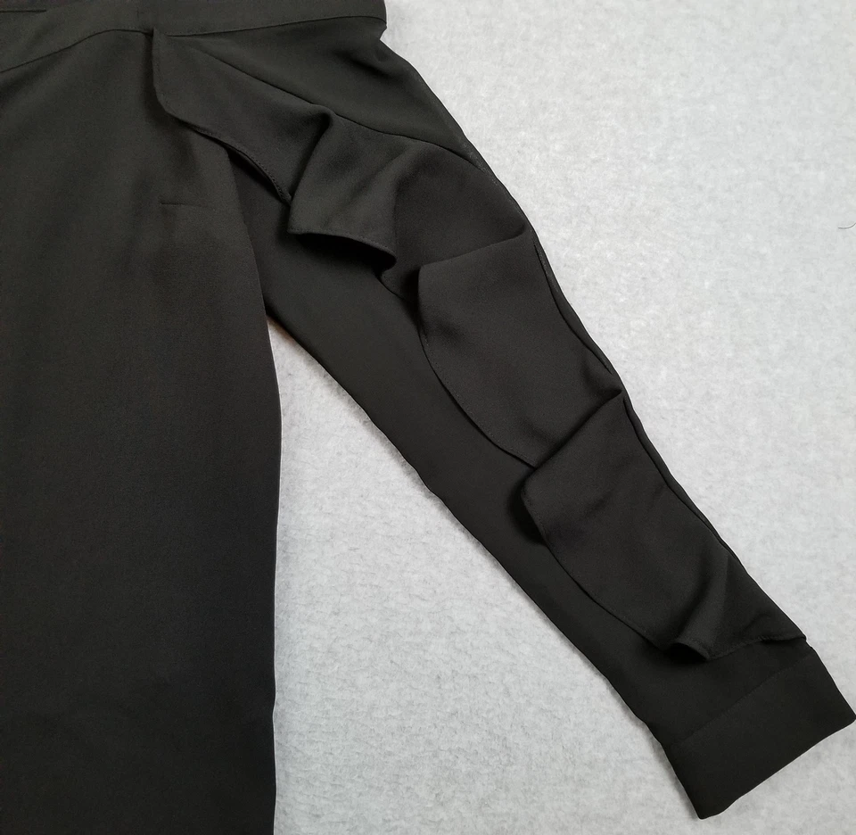 Top bar III para mujer grande L negro manga larga con volantes fuera del hombro abotonado Foto 4 de 4