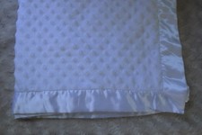 Baby Starters Minky Dot Blanket Solid White Silky Satin Edge Back Security Lovey
