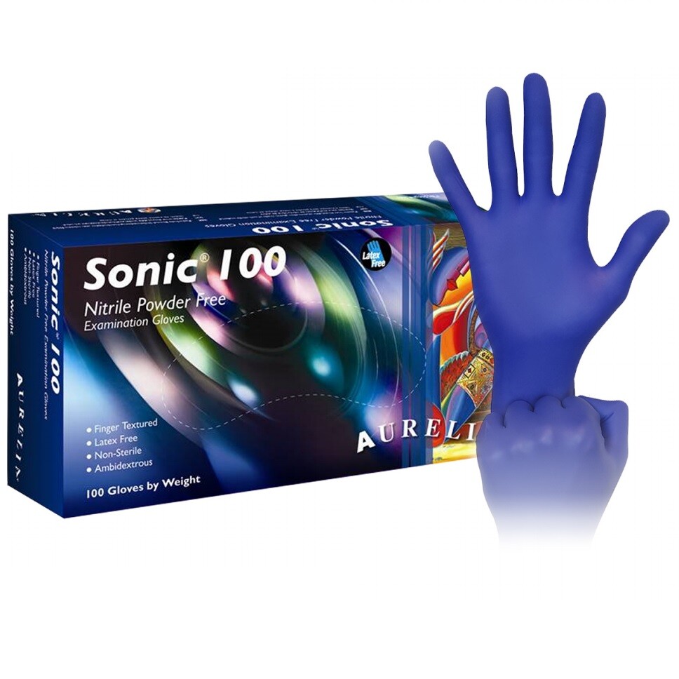 2000 LARGE Aurelia SONIC 100 Blue Nitrile Powder Free Examination Gloves - Main Image