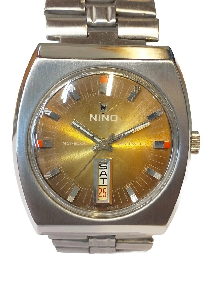 AUTHENTIC NINO 25 JEWELS AUTOMATIC BROWN DIAL SWISS MEN'S FULL
