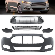 Primered Front Bumper Cover Kit Grille Fog Light Cover For Ford Fusion 2013-2016