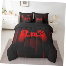 Boys Gamer Comforter Set Size 7 Pieces for Kids Gaming Bedding Set Queen Black