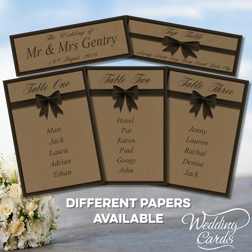 Table Plan Cards Wedding Seating Card Decoration Ribbon Bow Order of service Day - Picture 3 of 12