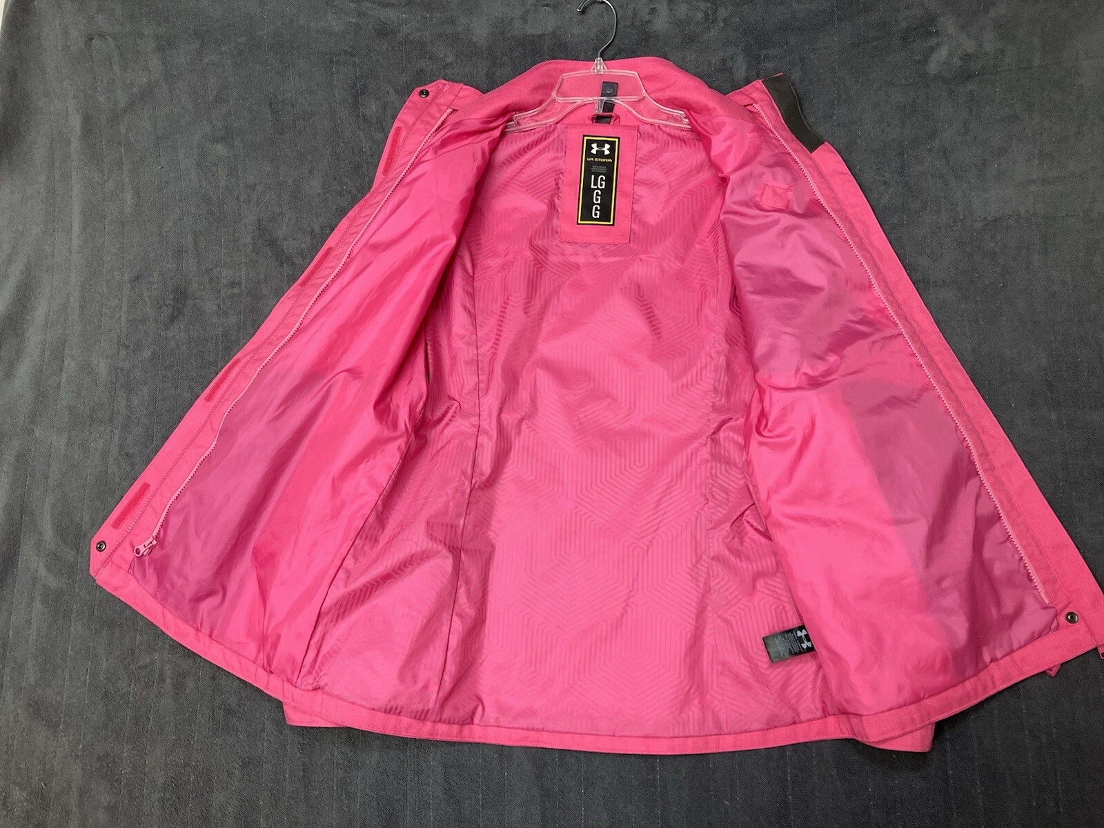Under Armour Jacket Women’s Large Pink Full Zip Lined Rain Windbreaker Coat thumbnail 7