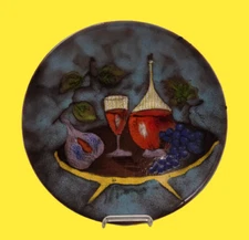 LARGE ITALIAN MCM CERAMIC WALL PLATE STILL LIFE PAINTED ATTR. ALVINO BAGNI ITALY