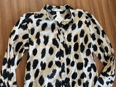 h&m leopard print shirt dress Hm Shirt Dress Beige & Leopard Print, Casual Dresses For Women, Xs, Printmulti, Cotton Blend