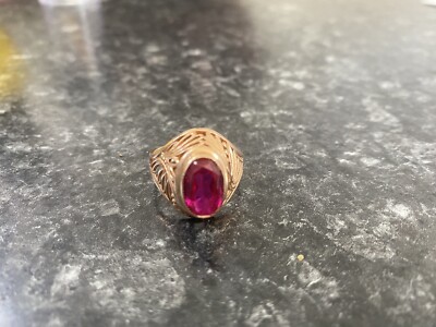 Ussr Rose Gold Ring With Lab Created Ruby Aprox 7.6 Grams With The Stone