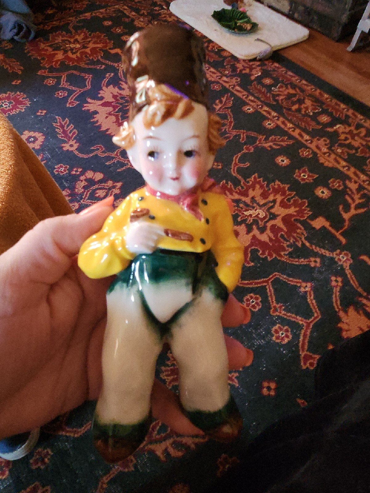 Dutch Poor Boy Vintage Figurine with Hands in Pocket Scarf & Hat Japan