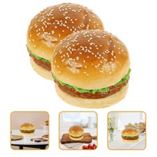 2 Pcs Simulated Hamburger Model Food Props Figurine Fake Display