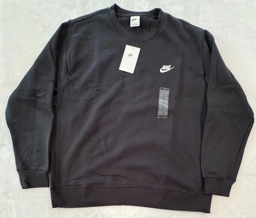 Nike Club Fleece Crewneck Sweatshirt  BV2662 010 Size XL Black