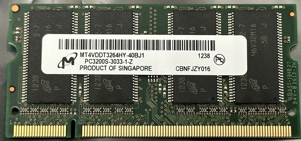 Micron MT4VDDT3264HY-40BJ1 256MB PC3200 DDR-400MHz non-EC Unbuffered CL2 Memory - Image 3 of 3