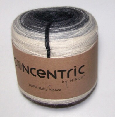 200g of HiKoo CONCENTRIC Gradient 100% Baby Alpaca Yarn #1023 SHADES OF GREY