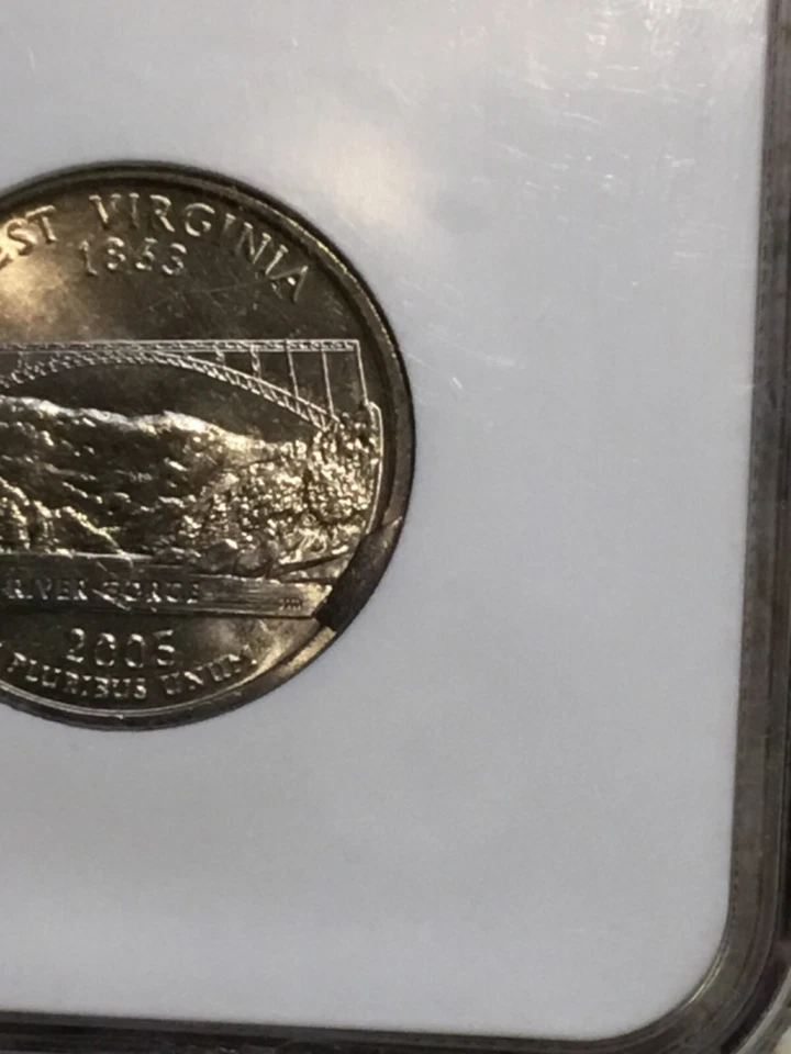 Mint Error 2005 P 25C Washington W Virginia Rev Die Break @ 4:00 NGC MS 64 - Image 3 of 4