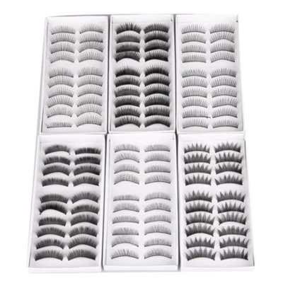 FAT-CATZ-COPY-CATZ 10 PAIRS EXCELLENT QUALITY THICK FALSE FAKE NATURAL EYELASHES MAKEUP FREE UK P&P