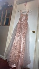 New Sequin Tulle Lace Up Champagne Prom Dress Size : US 2 
