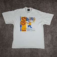 Vintage Skiing Tee Mens XL White 1999 Finals Graphic MHSAA Y2K Winter USA Made