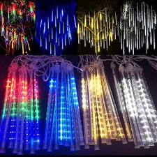 Solar Meteor Shower LED Lights Waterproof Light Tube String Garden Outdoor Decor