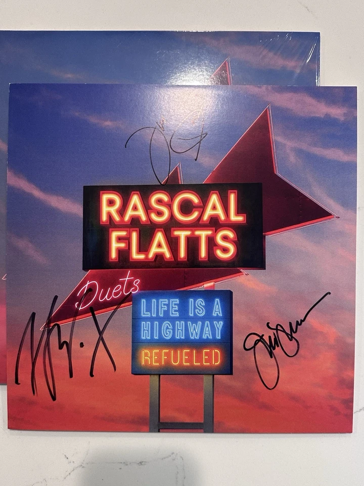 Rascal Flatts - Life Is A Highway, Refueled Signed Tangerine Colored Vinyl LP 4 - Image 2 of 4
