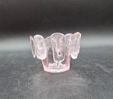 Viking Glass Finnish Vessel Crown Votive Candle Holder Pink Hand Made