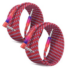 1/4 inch 6.35mm TS Guitar Cable 30FT 2Pack,Quarter inch Right Angle to Straig...