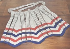 Vintage Hand Crocheted Half Apron/Red, White & Blue, for the 4th!