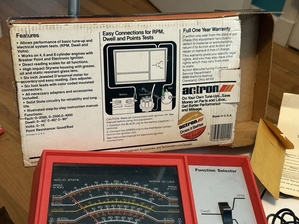 Винтажный анализатор двигателя и электрическая система Actron 615 для тестирования с коробкой - Изображение 3 из 4