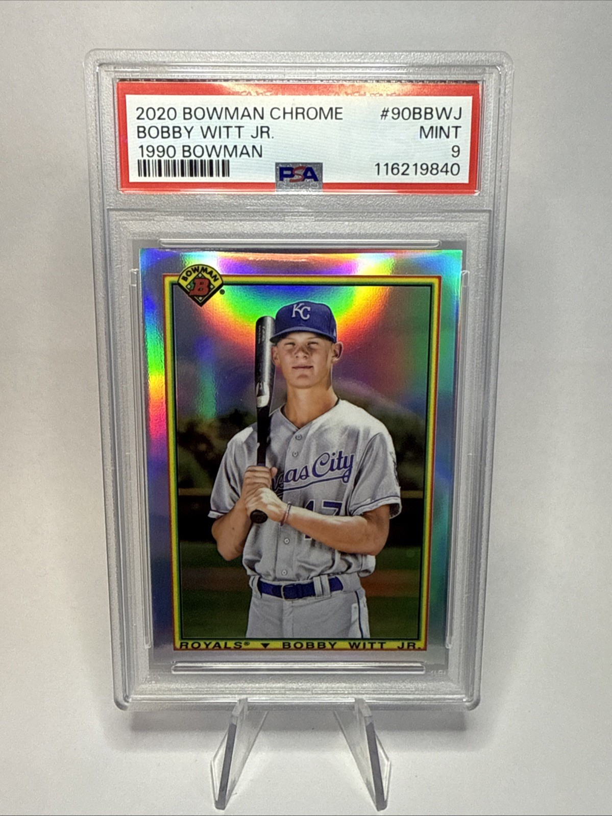 2020 BOWMAN CHROME 1990 BOWMAN #90BBWJ BOBBY WITT JR. PSA 9