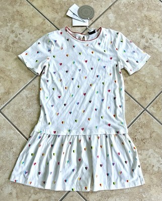 Stella McCartney Kids Rainbow Heart Dress Cotton Girls Size 10y
