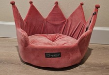 NANDOG Crown Bed Micro-Plush Bling Collection Dog & Cat Bed -Royal  Pink Velvety