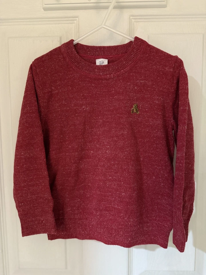 Toddler Boys GAP Sz 4 Red Crewneck Sweater Soft, classic, holiday sweater - Image 2 of 4