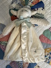 Bearington Baby Lamb Plush Lovey Toy Snuggler Ivory Satin Security Blanket Sheep