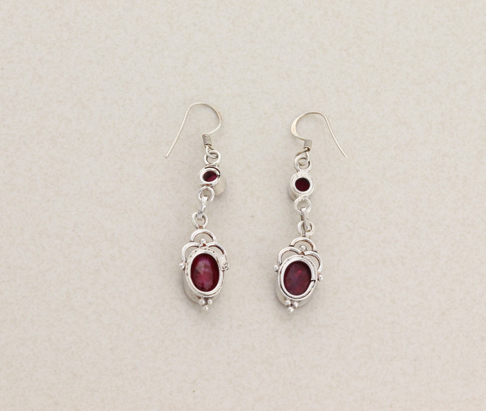 Sterling Silver Ruby Corundum Dangle Earrings Dan… - image 5