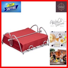 Elegant Metal Napkin Holder with Weighted Bar for 33x33 cm Napkins Silver