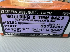 Stronghold stainless Nails - White - Moulding & Trim 1-1/4” 1 Lb Box