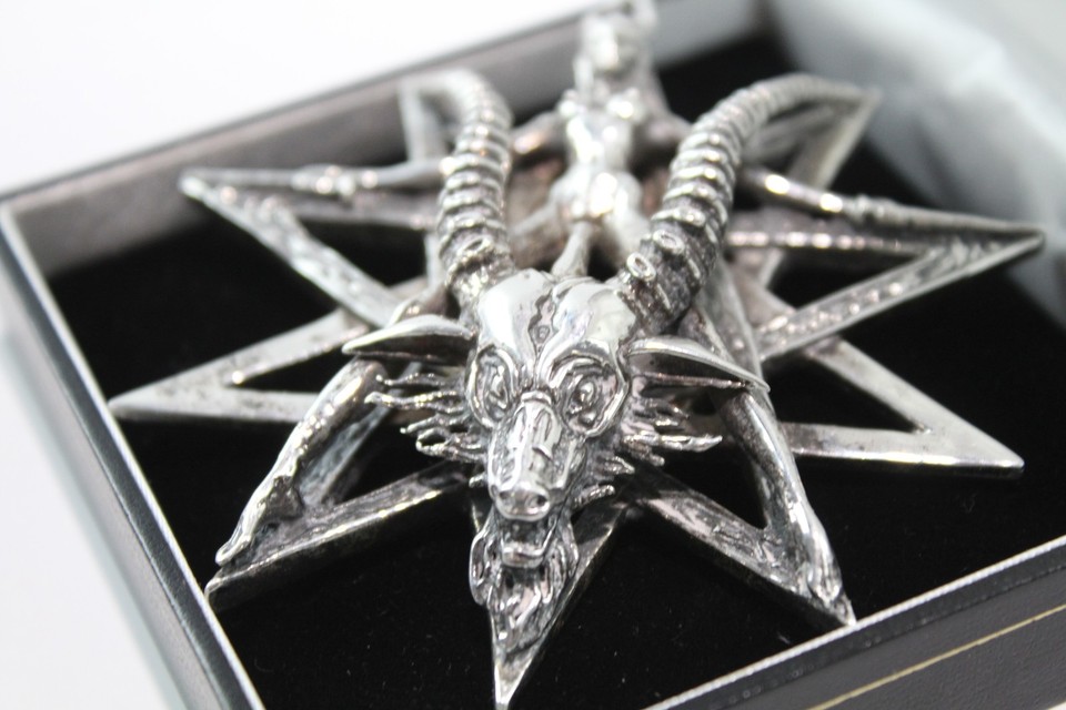 HR Giger Sterling Silver Pendant Occult Pentagram Statement Baphomet ...