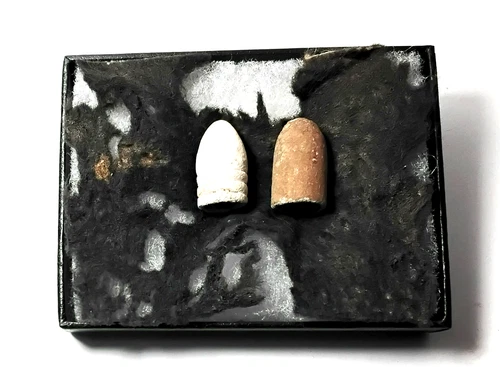 2 CIVIL WAR MINIE BALLS ON ORIGINAL UNIFORM CLOTH DUG AT SAVAGE STATION, VA