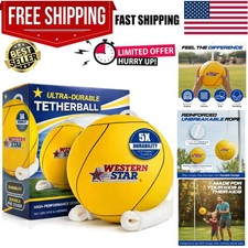 Tetherball Game Set - Soft-Touch Tether Ball with 2 Reinforced Attached Ropes...