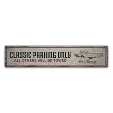 Classic Parking Only Rustic Distressed Sign, Personalized Wood Sign