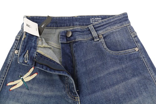 PT TORINO Cyndi Womens Jeans W26 Blue Embroidered High Waist Flared Leg RRP€250 - Picture 4 of 12