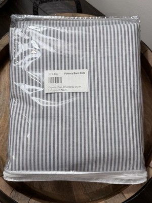 Pottery Barn Kids Full/Queen Navy Reversible Organic Duvet Cover NEW