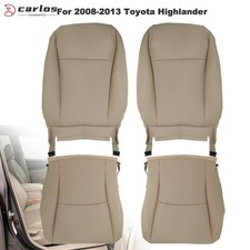 Fit 2008-2013 Toyota Highlander Front Tan Microfiber Leather Seat Covers 4pc