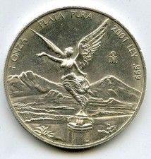 2001 Mexico Libertad Onza 999 Silver 1 oz Coin Plata Pura Bullion - Q154 112.42 per troy oz