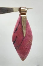 .925 Sterling Silver Rhodonite Large Oval Pendant 46.6g