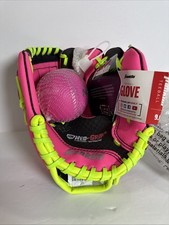 FRANKLIN Sports Youth Tee Ball Glove Right Handed Includes Ball 9" Pink/Green