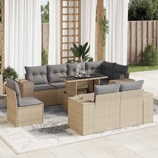 Gartenmöbel Sofa Garnitur Sitzgruppe Lounge 9-tlg. Schwarz Poly Rattan 9 Farbe