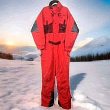 Obermeyer Insulated One Piece Mens Snow Suit Snowsuit XL Red Black Ski Winter