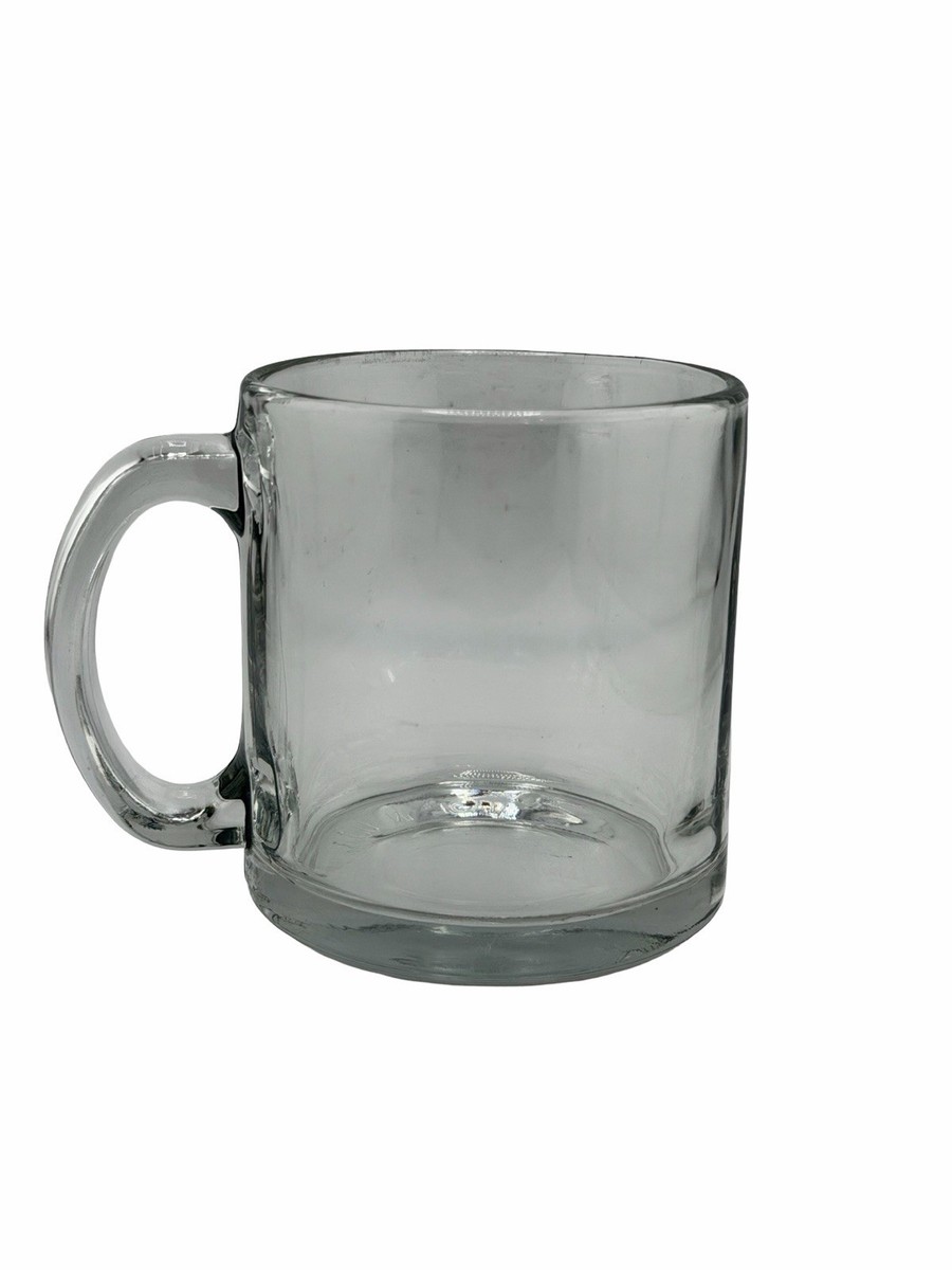 Clear Glass Coffee Mug Heavy Base Thick Glass Cup 1012 oz Vintage Style |  eBay