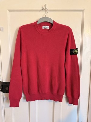 Stone Island Strick Rundhals Pullover Himbeerrot 100% Baumwolle Gr. M Authenticated