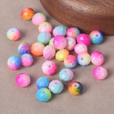 Rondelle Faceted Rainbow Coated Opaque Glass 8x6mm Loose Spacer Beads DIY Lot