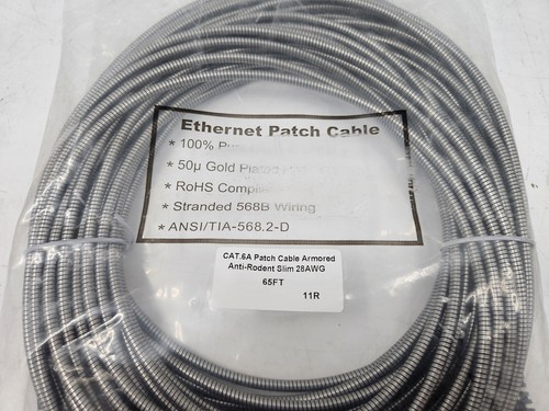65 Foot Armored CAT 6A 10GB 28awg Anti-Rodent Slim Ethernet Cable *NEW* EB-18298 - Afbeelding 3 van 7